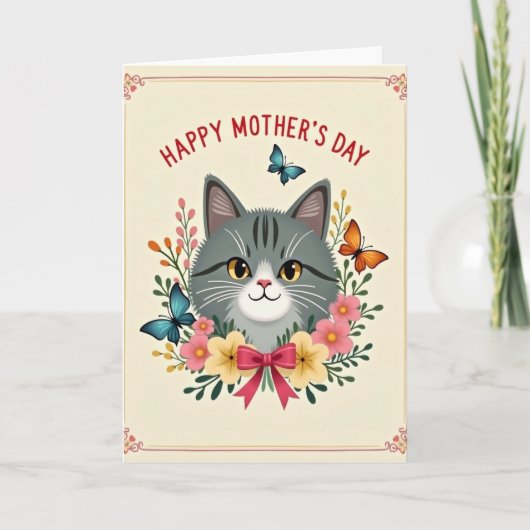 Nep Kat Moederdagkaart Kaart (Voorkant)