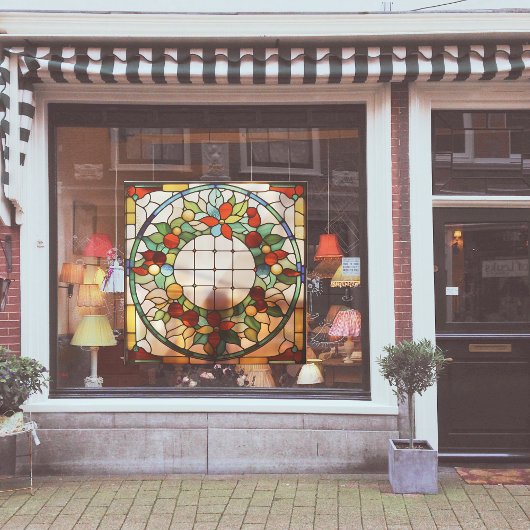 Nep Kerkraam Kerstkrans Groot Raamsticker