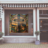 Nep Kerkraam Kerstsok Groot Raamsticker