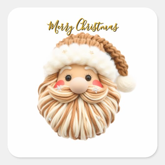Nep Kerstgaren Kerstman Vierkante Sticker (Voorkant)