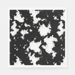 Nep koeienprint zwart en wit servet