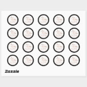Nep koper Liefde en Dankbaarheid Script met Zwarte Ronde Sticker (Vel)