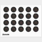 Nep-koper Liefde en Dankbaarheid Script met Zwarte Ronde Sticker (Vel)