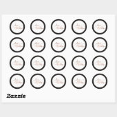 Nep koper Liefde en Dankbaarheid Script met Zwarte Ronde Sticker (Vel)
