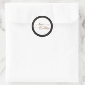 Nep koper Liefde en Dankbaarheid Script met Zwarte Ronde Sticker (Tas)