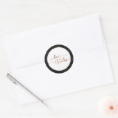 Nep koper Liefde en Dankbaarheid Script met Zwarte Ronde Sticker (Envelop)