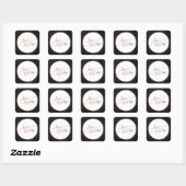 Nep koper Liefde en Dankbaarheid Script met Zwarte Vierkante Sticker (Vel)