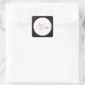 Nep koper Liefde en Dankbaarheid Script met Zwarte Vierkante Sticker (Tas)