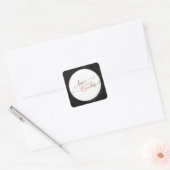 Nep koper Liefde en Dankbaarheid Script met Zwarte Vierkante Sticker (Envelop)