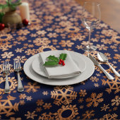 Nep koper sneeuwvlokken marineblauwe tafelkleed