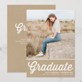 Nep Kraft Retro Bold Typografie Foto Afstudeerfees Kaart (Voorkant / Achterkant)