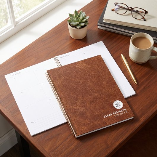 Nep leer aangepaste logo naam titel afspraak planner