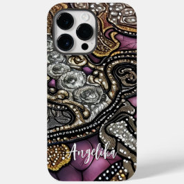 Nep leer Abstract Minimalist | Aangepaste naam Case-Mate iPhone 14 Pro Max Hoesje