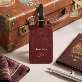 Nep leer bordeauxrood klassiek monogram bagagelabel
