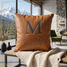 Nep leer bruin rustiek monogram