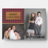 Nep leer Buffalo ruit Kerst foto collage Fotoplaat (voorkant)