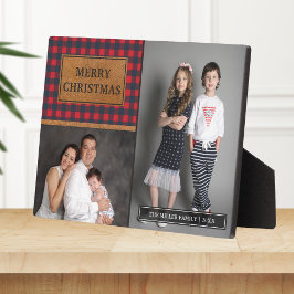 Nep leer Buffalo ruit Kerst foto collage Fotoplaat