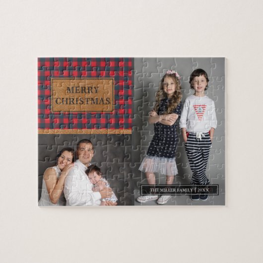 Nep leer Buffalo ruit Kerst foto collage Legpuzzel (Horizontaal)