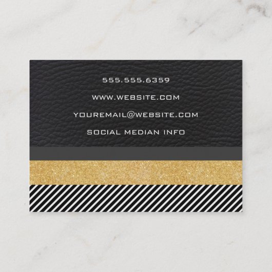Nep leer glitters en strepen visitekaartje (Achterkant)