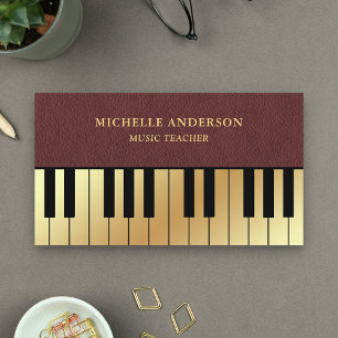 Nep Leer Goud Piano Toetsenbord Docent Pianist Visitekaartje