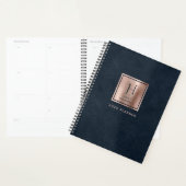 Nep leer Navy Blauwe Roze Gouden Monogram 2025 Planner (Display)