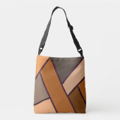 Nep leer patchwork bruin patroon crossbody tas (Achterkant)