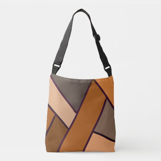 Nep leer patchwork bruin patroon crossbody tas (Voorkant)
