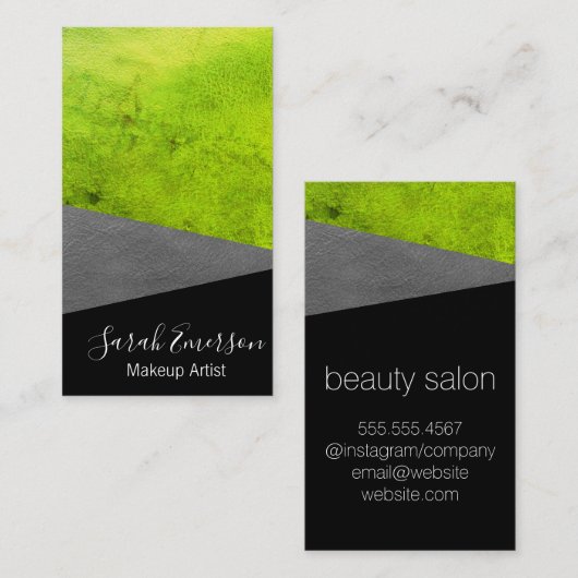 Nep leerprint (levendig groen) visitekaartje (Voorkant / Achterkant)