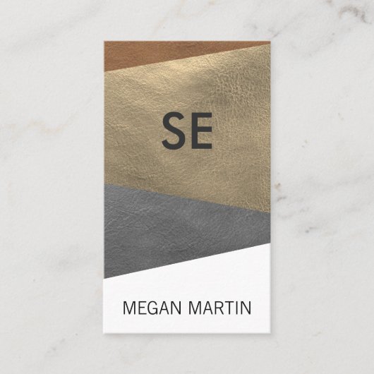 Nep leerprint / monogram visitekaartje (Voorkant)