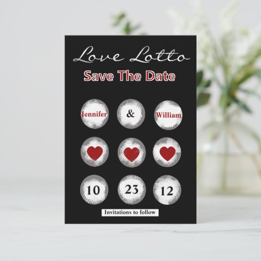 Nep Love Lotto Save the Date Aankondiging (Staand voorkant)