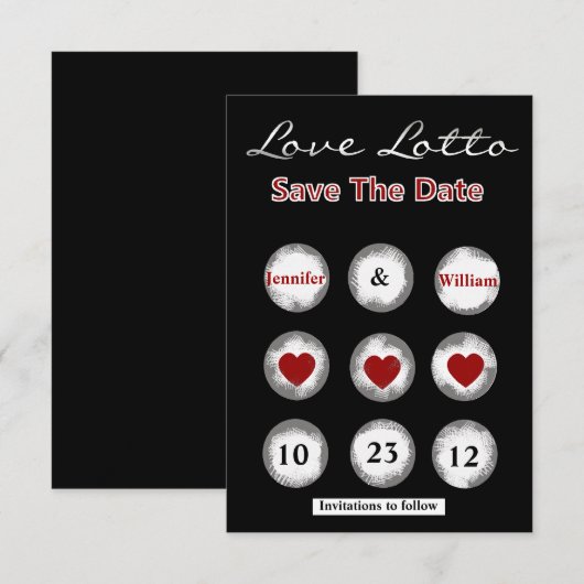 Nep Love Lotto Save the Date Aankondiging (Voorkant / Achterkant)
