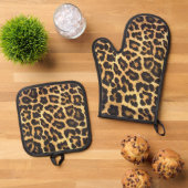 Nep Luipaard Vel Ovenwant & Pannenlap Set (Top down)
