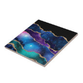 Nep Marmer Agate Steen Galaxy Glitterend Schittere Tegeltje (Zijkant)