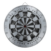 Nep-marmeren zwart met naam & boodschap dartbord (Voorkant)