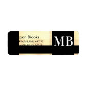 Nep metaal goud, naam, adres & groot monogram etiket (Voorkant)