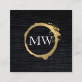 Nep Metallic Goud Fluwelen Zwart met Monogram Vierkante Visitekaartje (Voorkant)