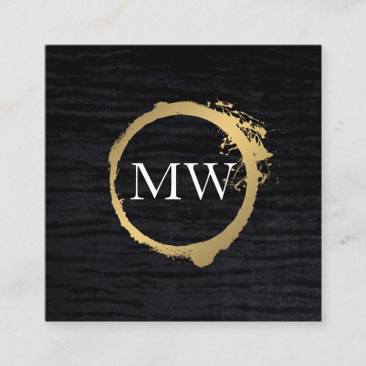 Nep Metallic Goud Fluwelen Zwart met Monogram Vierkante Visitekaartje (Voorkant)