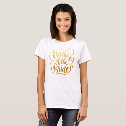 Nep Metallic Goud Moeder van de Bruid T-shirt (Voorkant volledig)
