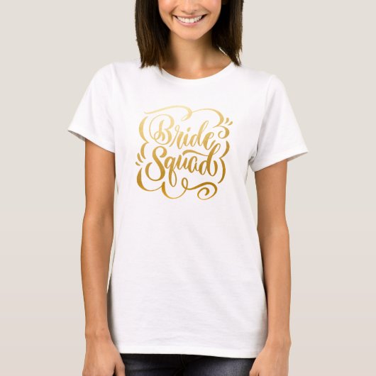 Nep Metallic Gouden Handlettering Bruidsmeisjes T-shirt (Voorkant)