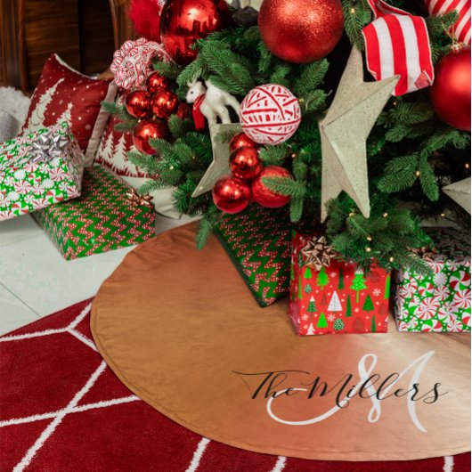 Nep Metallic Koper Gradiënt Familie Monogram Kerstboom Rok