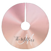 Nep Metallic Roze Goud Verlopen Familie Monogram Kerstboom Rok (Voorkant)