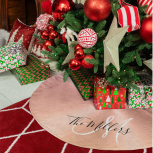 Nep Metallic Roze Goud Verlopen Familie Monogram Kerstboom Rok