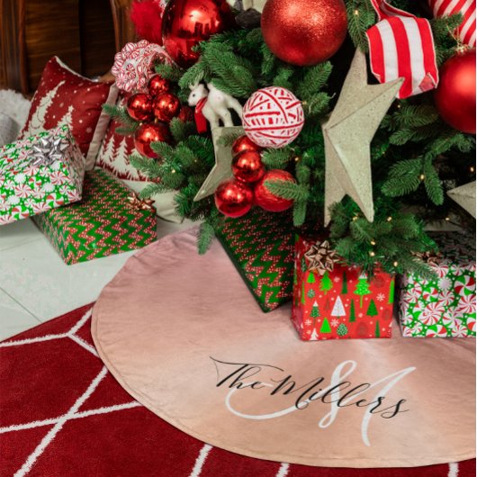 Nep Metallic Roze Goud Verlopen Familie Monogram Kerstboom Rok