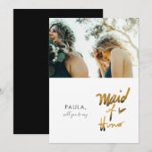 Nep-minimalistische 'Wil je mijn bruidsmeisje zijn Kaart (Voorkant / Achterkant)