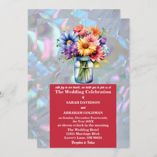 Nep Moeder van Parel Iridiserende Trouwring Kaart (Voorkant / Achterkant)