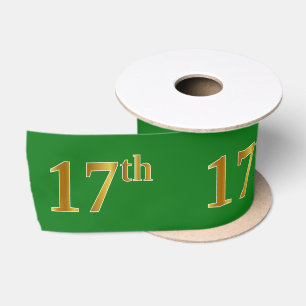 Nep/Namaak Goud "17e" Evenement Nummer (Groen) Satijnen Lint