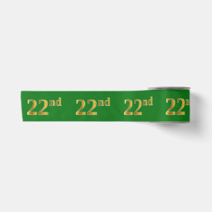 Nep/Namaak Goud "22ste" Gebeurtenis Nummer (Groen) Satijnen Lint