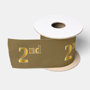 Nep/Namaak Goud "2e" Gebeurtenis Nummer (Bruin) Satijnen Lint