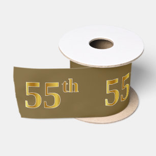 Nep/Namaak Goud "55ste" Evenement Nummer (Bruin) Satijnen Lint