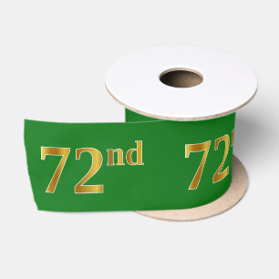 Nep/Namaak Goud "72ste" Gebeurtenis Nummer (Groen) Satijnen Lint